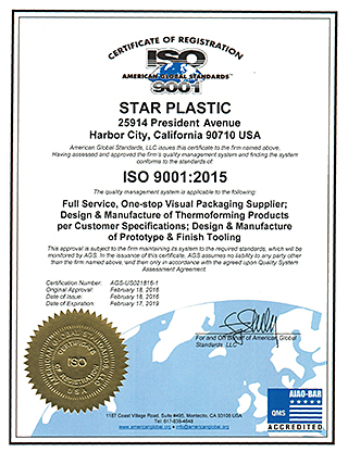 Star Plastic ISO 9001:2015 certification